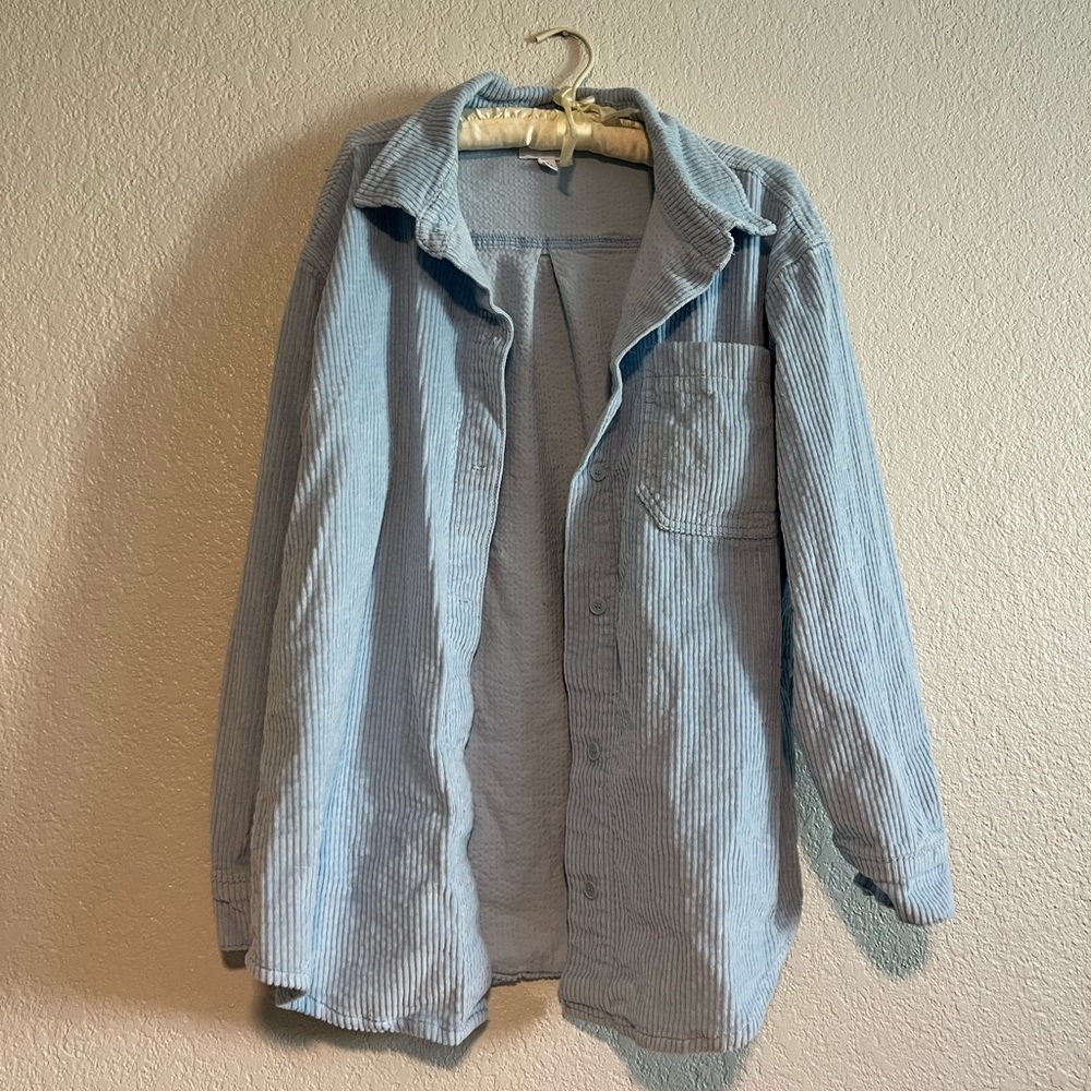 BP oversized light blue corduroy button down jacket from Nordstrom